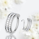 Silver 8MM 10MM Double Line Sparkling Stones Bendable Nose Hoop. Cartilage Hoop. Tragus Hoop. Helix Piercing. Nose Piercing. Nose Ring.